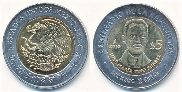 5 pesos (Centenario della Rivoluzione - José María Pino Suarez)