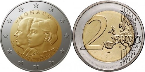 2 euro (10° anniversario del matrimonio di Alberto II e Charlene)