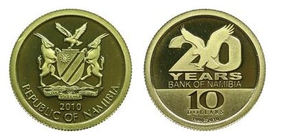 10 dollars (20° anniversario della Banca di Namibia)