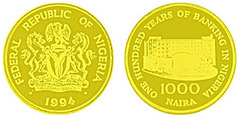 1000 naira (100 años - La banca en Nigeria)