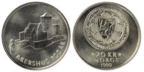 20 kroner (700° anniversario della Fortezza di Akershus)