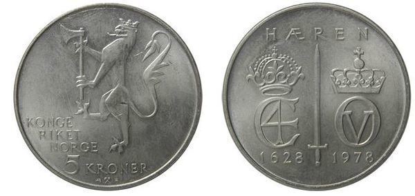 5 kroner (350° Anniversario della Marina)