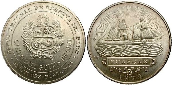 5.000 soles (100° anniversario della battaglia di Iquique)