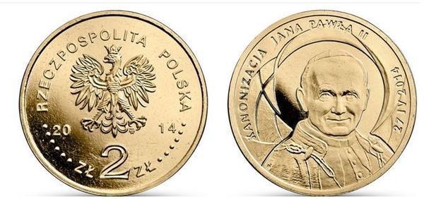 2 zlote (Canonizzazione di Giovanni Paolo II, 27 aprile 2014)