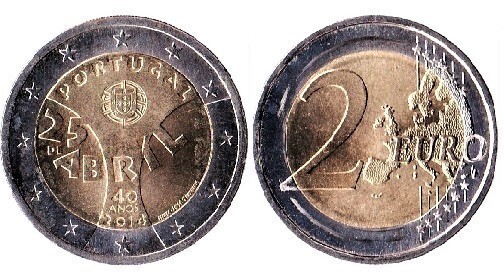 2 euro (40° Anniversario della Rivoluzione dei Garofani - 25 aprile)