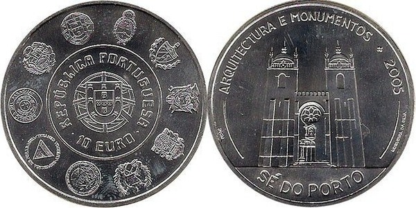 10 euro (Architettura e monumenti - Cattedrale di Porto)