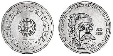5 euro (200° anniversario della nascita di Camilo Castelo Branco)