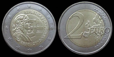 2 euro (100° anniversario della Repubblica portoghese)