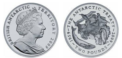 2 sterline (50° anniversario del Trattato Antartico)