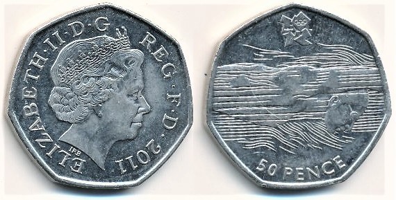 50 pence  (Giochi Olimpici di Londra 2012 - Nuoto)