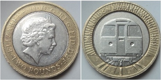 2 pounds (125° anniversario della metropolitana di Londra - Treno)