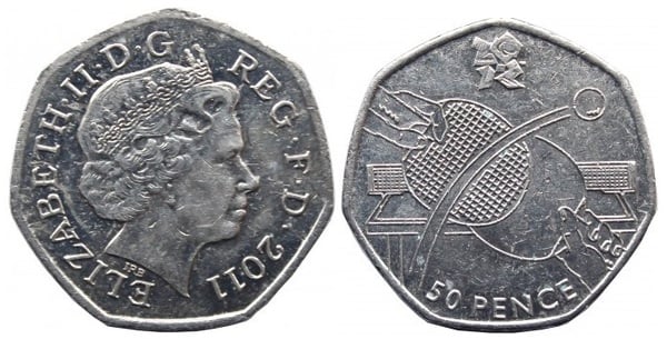 50 pence (Giochi Olimpici di Londra 2012 - Tennis da tavolo)