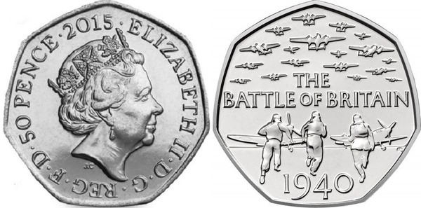 50 pence (75° Anniversario della Battaglia d'Inghilterra)