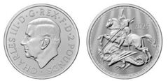 2 libbre (San Giorgio e il Drago; 1oz di argento sterling)