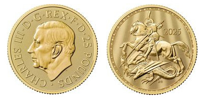 25 libbre (San Giorgio e il Drago; 1/4 oz di oro fino)