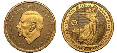 30 libbre (1/3 oz Britannia)
