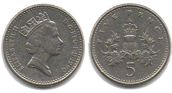 5 pence (Elisabetta II)