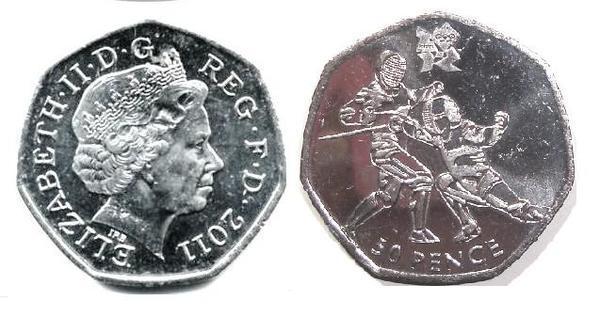 50 pence (Giochi Olimpici di Londra 2012 - Scherma)