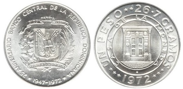 1 peso (25° anniversario della Banca Centrale)