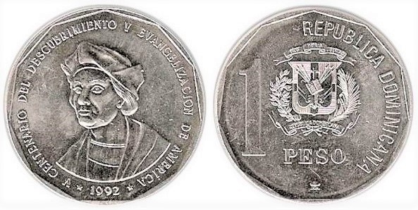 1 peso (V Centenario della scoperta e dell'evangelizzazione dell'America)