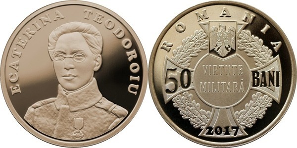 50 bani (100° Anniversario di Ecaterina Teodoroiu - Primo Ufficiale)