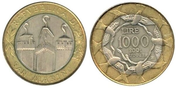 1.000 lire (1.700 anni di fondazione della Repubblica)