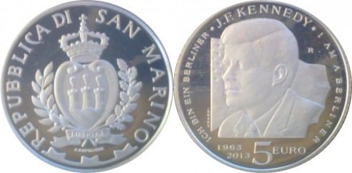 5 euro (50° anniversario della morte di John Fitzgerald Kennedy)