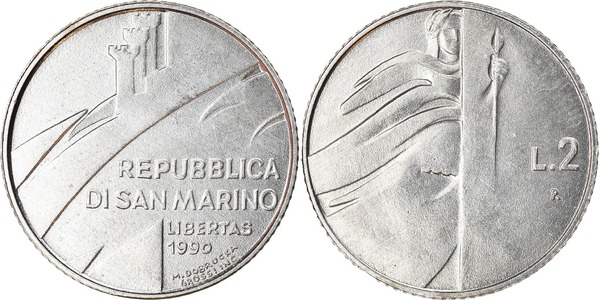 2 lire (Figura in piedi con lancia)