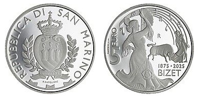 5 euro (150° anniversario della morte di Georges Bizet)