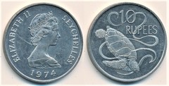 10 rupias (Elisabetta II)