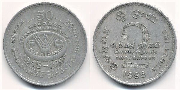 2 rupees (50° anniversario della FAO)