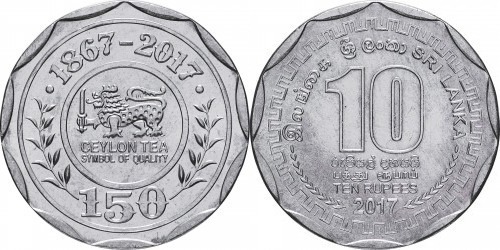 10 rupees (150° anniversario del tè di Ceylon)