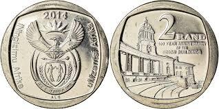 2 rand (100° anniversario dell'Unione - iNingizimu Afrika - uMzantsi Afrika)