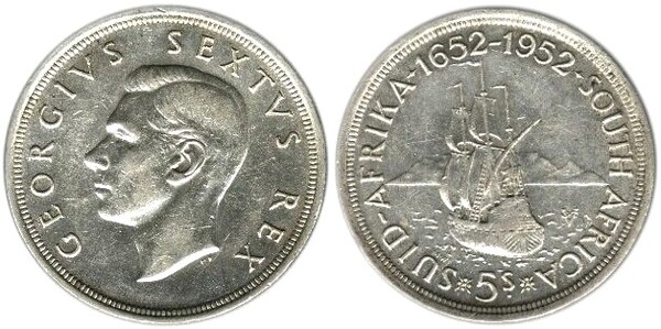 5 shillings (Giorgio VI - 300° anniversario della fondazione di Capetown)