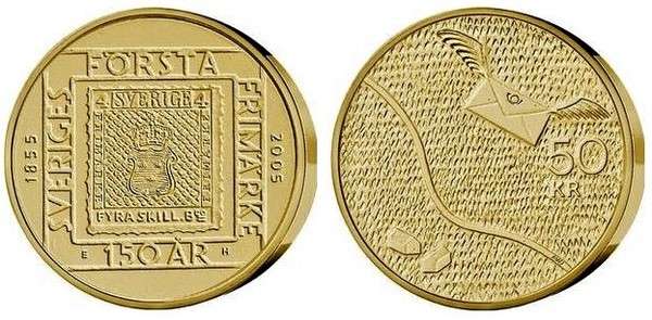 50 kronor (150 anni dal primo francobollo svedese)