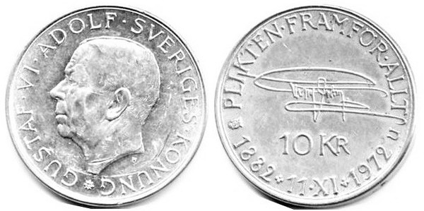 10 kronor (90° anniversario della nascita di Gustavo VI Adolfo)