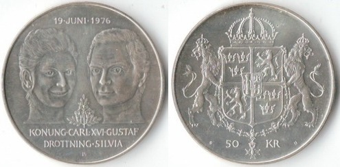 50 kronor (Matrimonio del re Carl XVI Gustaf e della regina Silvia)