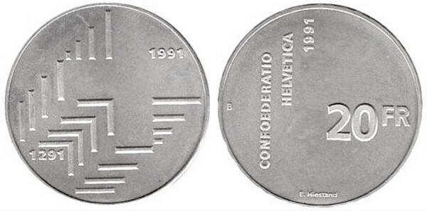 20 francs (700° anniversario della Confederazione svizzera)