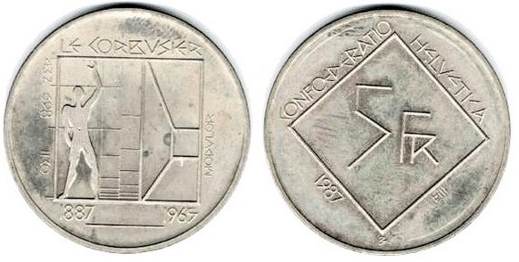 5 francs (100° anniversario della nascita di Le Corbusier)