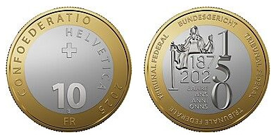 10 franchi (150 anni del Tribunale federale).