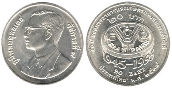 20 baht (50° anniversario della F.A.O.)