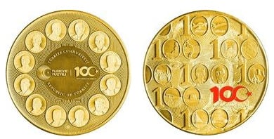 200 lire (Centenario della Repubblica di Turchia)