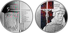 5 hryven (500° anniversario dell'inizio della Riforma di Martin Lutero)