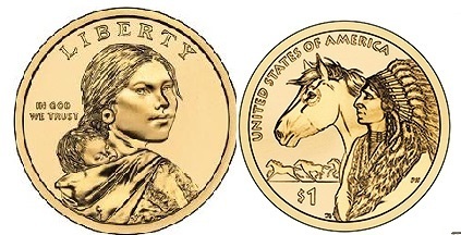 1 dollar (Dollaro Sacagawea - Dollaro dei nativi americani - Rovescio del cavallo)