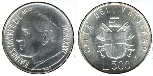 500 liras (Giovanni Paolo II)