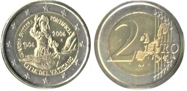 2 euro (500° anniversario della Guardia Svizzera Pontificia)