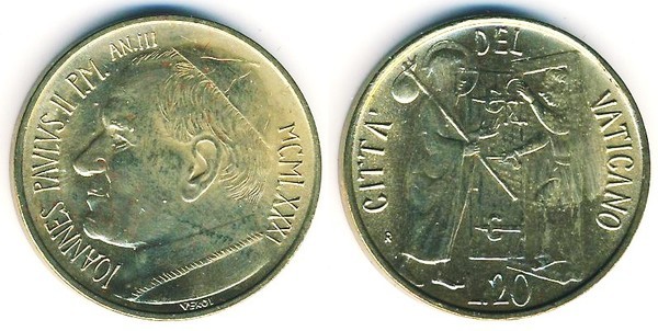 20 liras (Giovanni Paolo II)