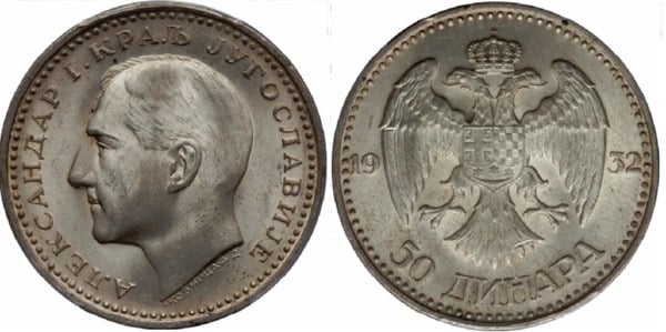 50 dinara (Alessandro I)