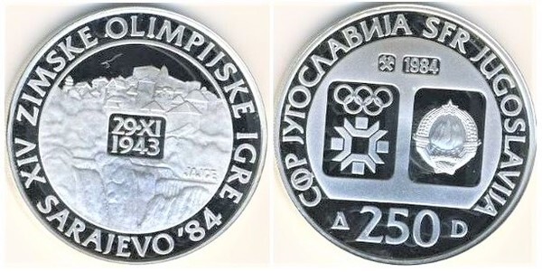 250 dinara (XIV Giochi Olimpici Invernali - Sarajevo 1984)