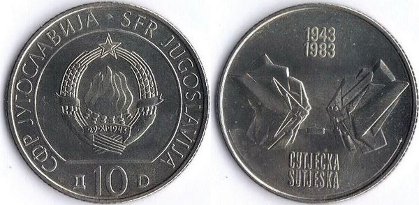 10 dinara (40° anniversario della battaglia del fiume Sutjeska)